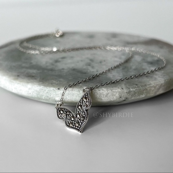 NEW Artisan Marcasite & Sterling Silver Pendant Necklace - Picture 1 of 9